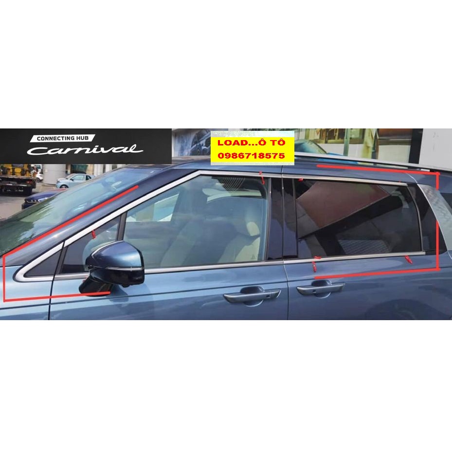 Ốp Nẹp Viền Chân Kính, Cong Kính Xe KIA CARNIVAL 2022-24 Mẫu Inox Cao Cấp