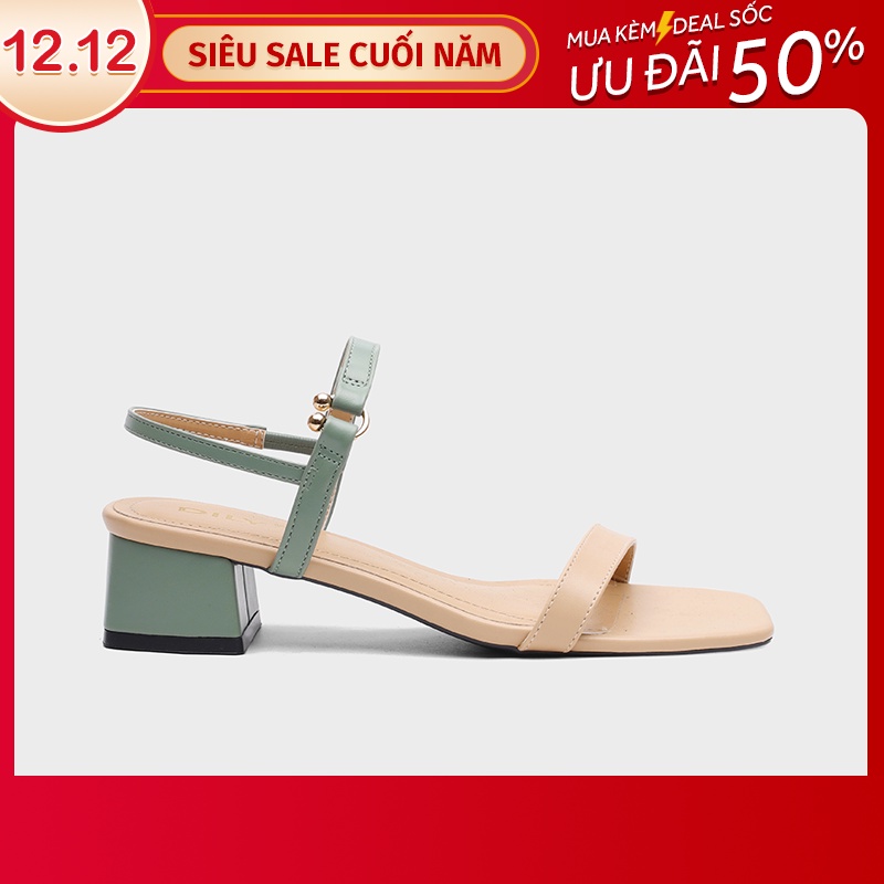 Giày Sandal DILY Phối Dây Thời Trang Gót Vuông Cao 3cm Màu Xanh_AA0189