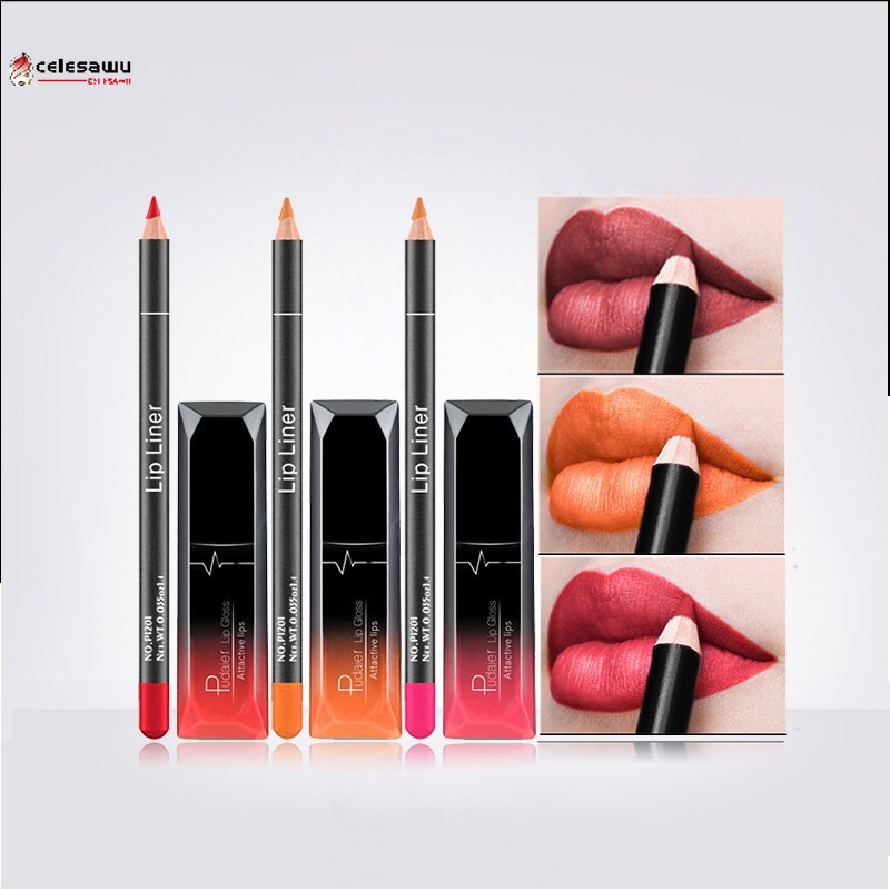 [Hàng mới về] Set son môi dạng kem lên màu đẹp kèm chì kẻ viền môi lâu trôi chống thấm PUDAIER