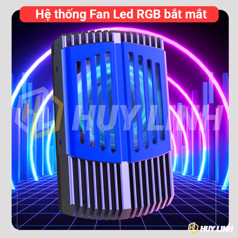 Memo DL08 Restro Led RGB Full kim loại - Sò lạnh kiêm quạt tản nhiệt cho điện thoại mới nhất