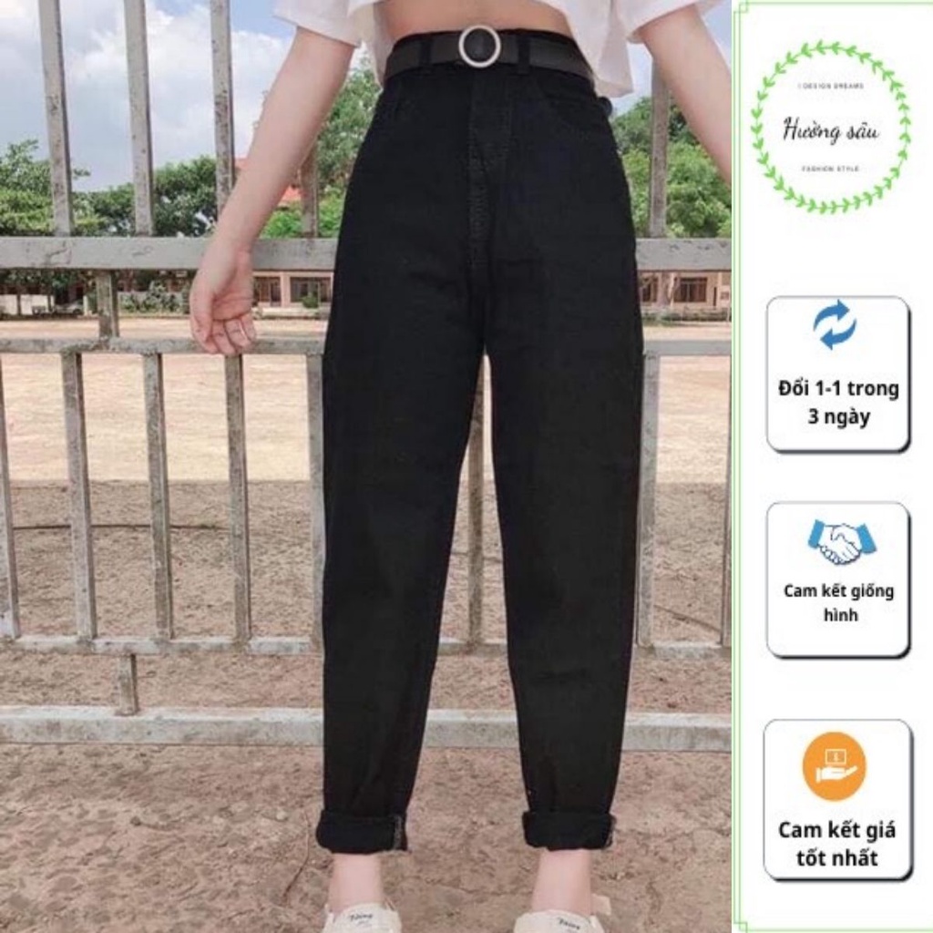 QUẦN BÒ BAGYY ĐEN TRƠN LƯNG CAO ( kèm video, ảnh thật)