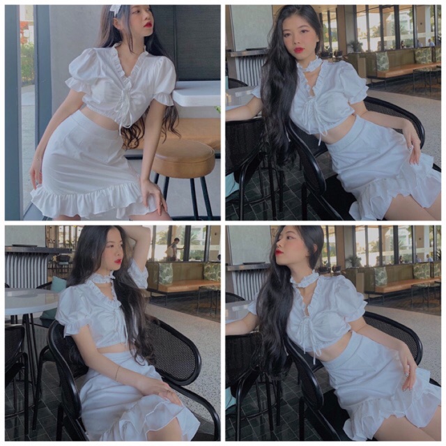 [Hình Thật của shop ]-Set Croptop - Chân Váy - Chocker Đeo Cổ | BigBuy360 - bigbuy360.vn