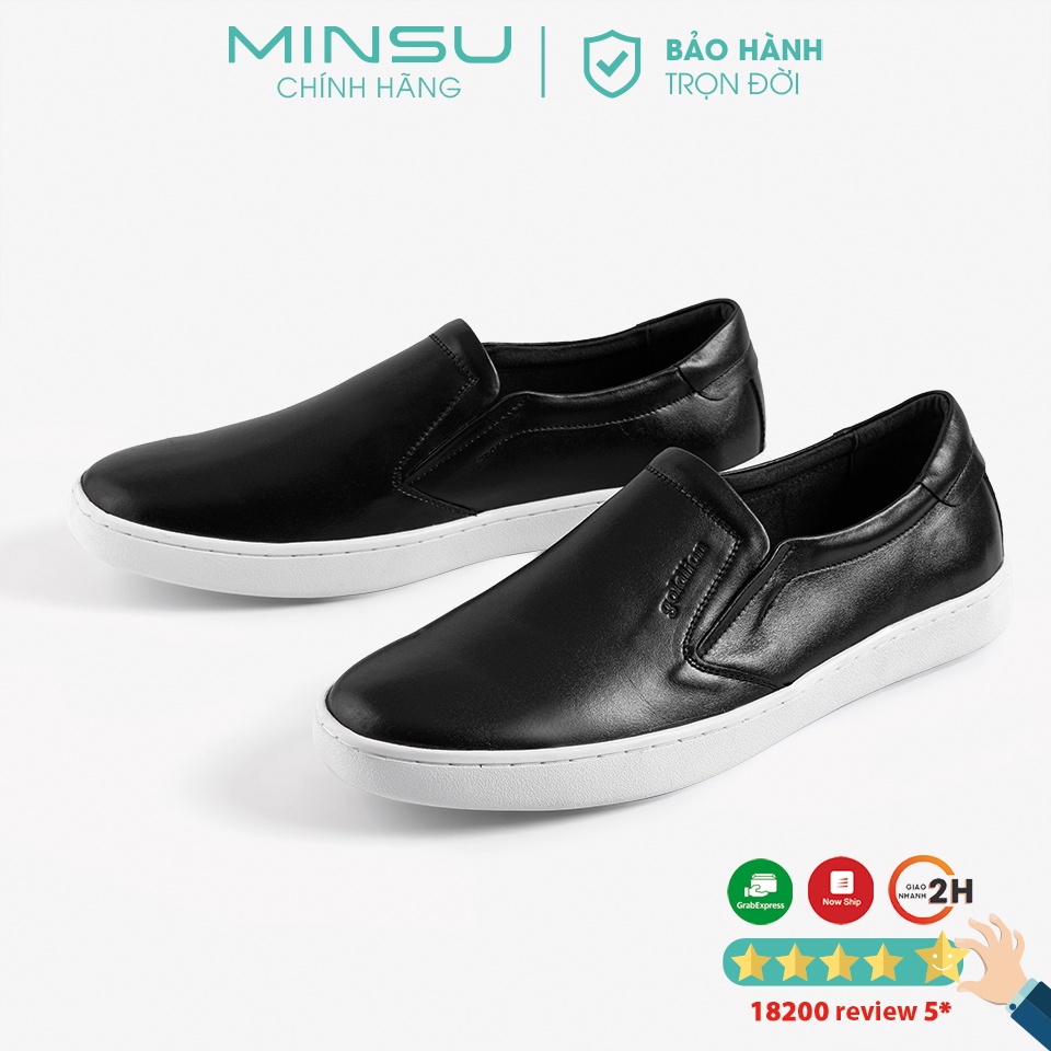 Giày Lười Da Bò Nguyên Tấm Nhập Khẩu Italy Cao Cấp Minsu M8022 Kiểu Dáng Slipon Hàn Quốc Lịch Lãm Nam Tính