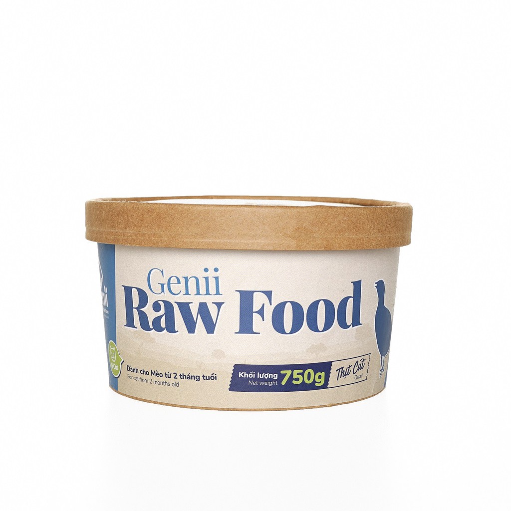 750g Genii Raw Food - thức ăn tươi cho mèo thịt chim cút