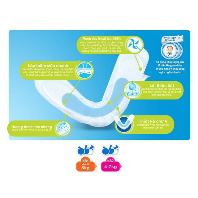 Miếng lót sơ sinh Huggies NB1 108 miếng + Tặng 9 miếng
