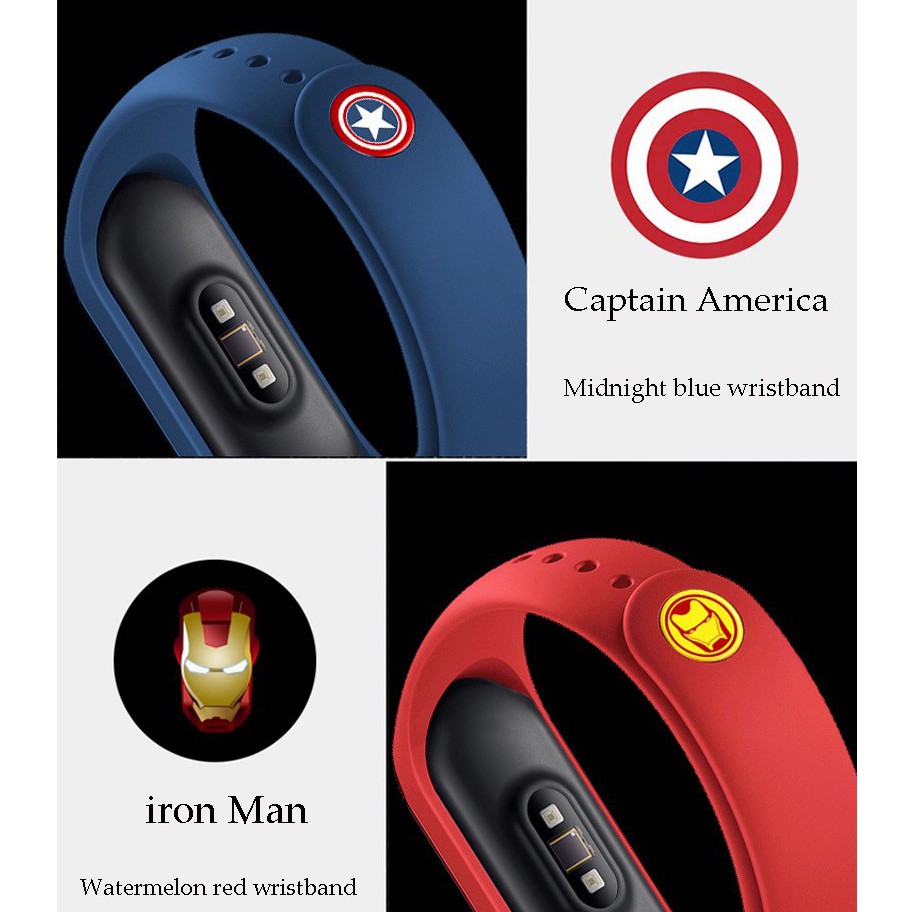 Nút gài dây đeo thay thế cho Xiaomi Mi Band 3 / Miband 4 hoạ tiết siêu anh hùng Avengers