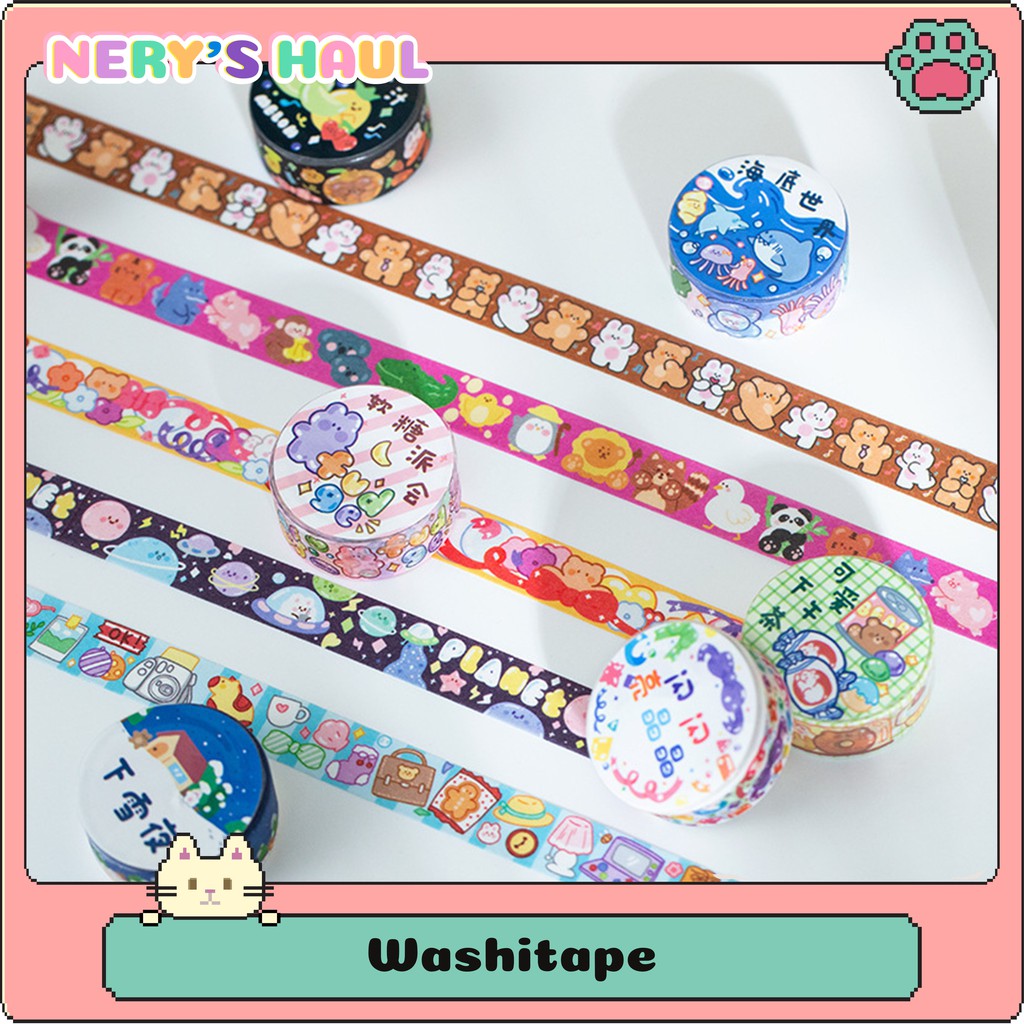 Cuộn dán washitape hoạt hình dễ thương 🌈