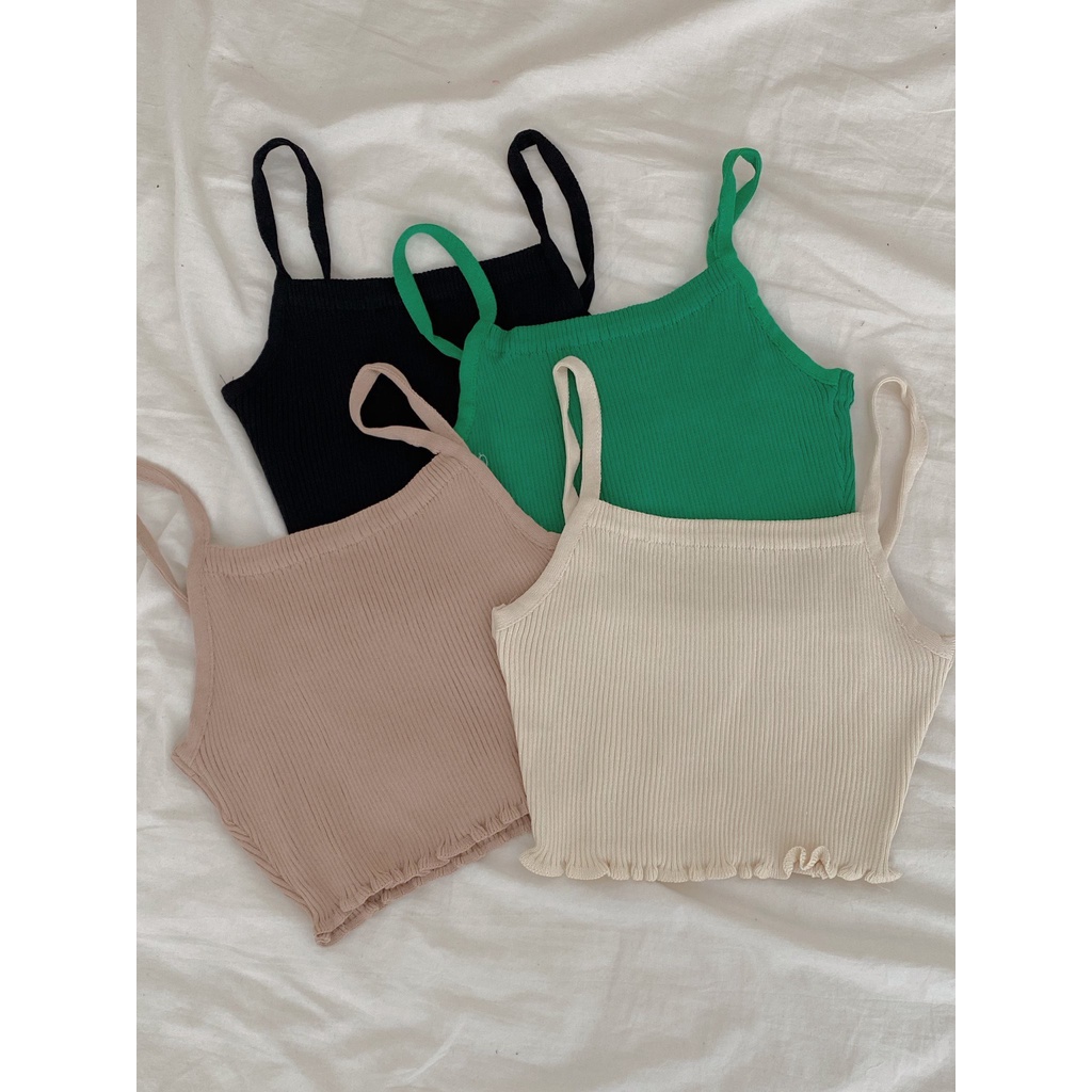 Áo 2 dây croptop len tăm thun ôm body sexy nhiều màu