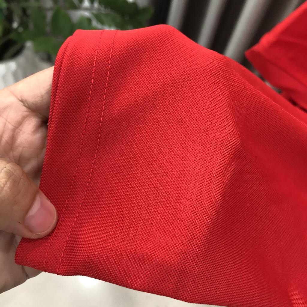 Áo thun polo nam nữ HUTA PT103 trơn màu đỏ tươi, vải cá sấu cotton, cao cấp mềm mịn thoáng mát