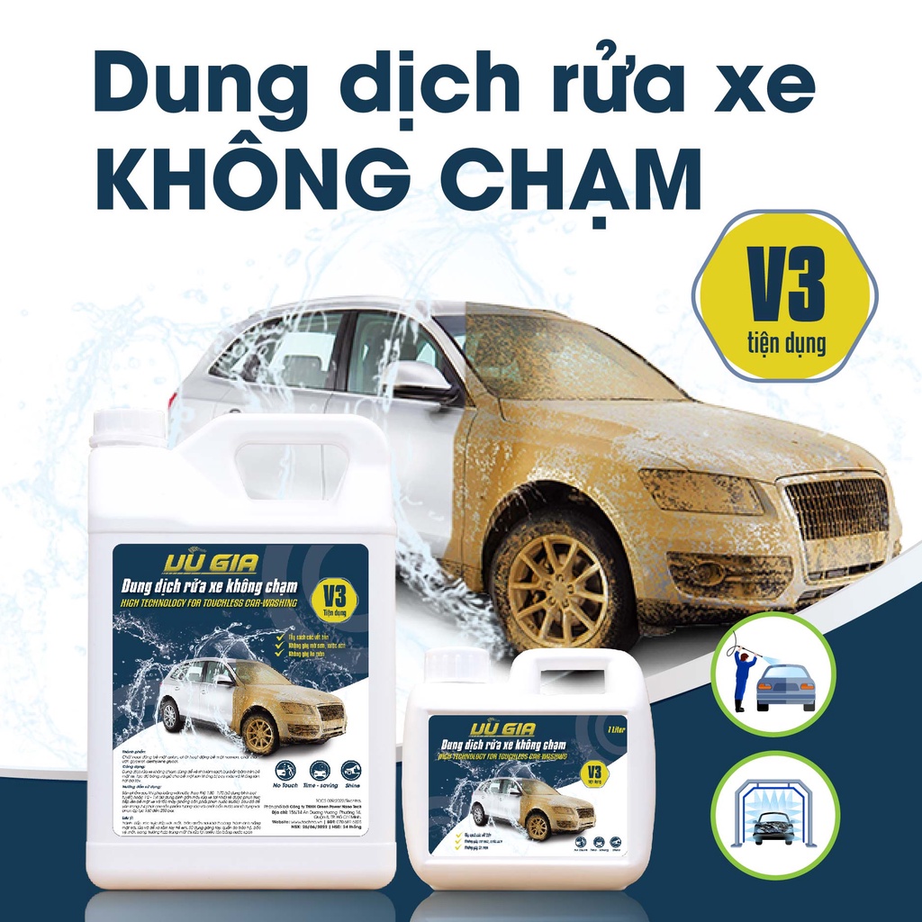 Dung Dịch rửa xe không chạm V3 (1 lít) | Xà phòng rửa xe ô tô, xe máy sạch siêu tốc