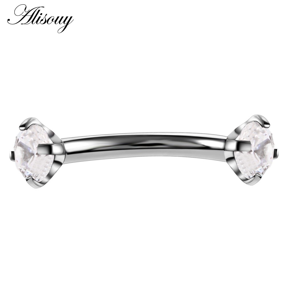 Alisouy 1 Khuyên Xỏ Cơ Thể Bằng Thép Không Gỉ 316l Đính Đá Zircon Thời Trang