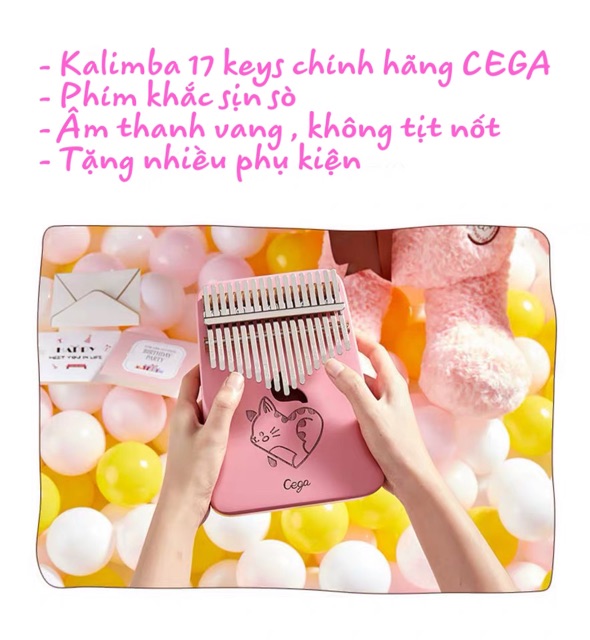 Kalimba gỗ 17 phím Cega - tặng kèm đủ phụ kiện