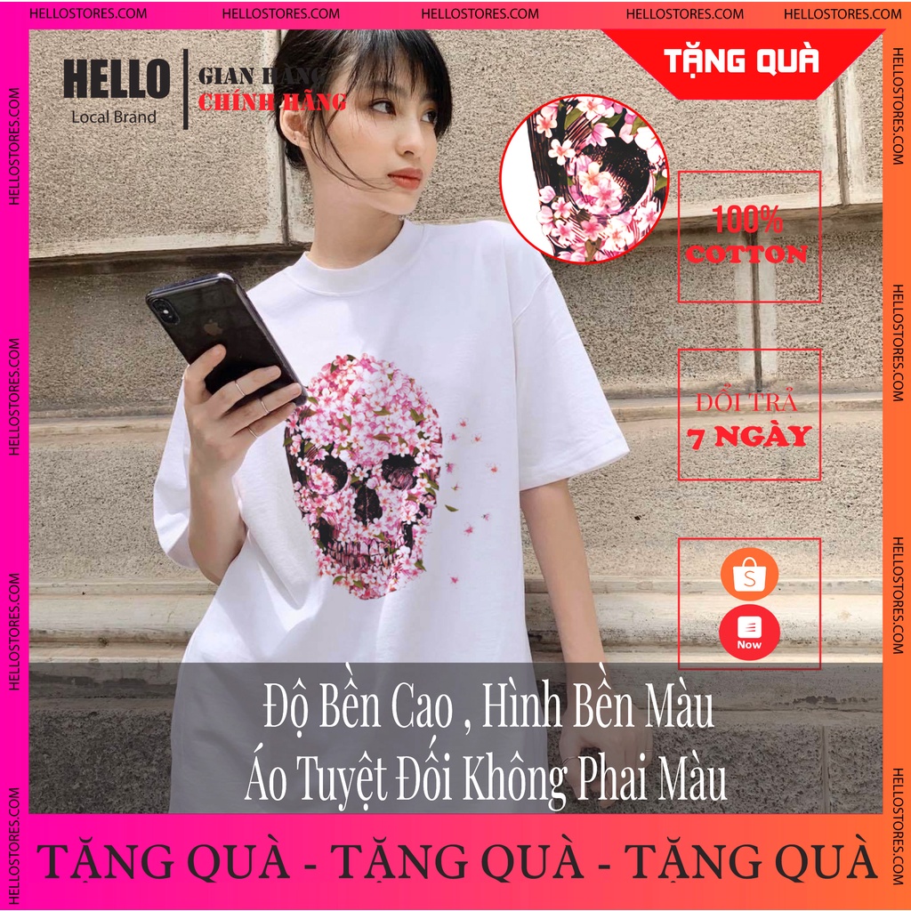 Áo thun Nam Nữ tay lỡ Áo phông form rộng Unisex linh hoạt sử dụng khi đi làm , đi chơi , cà phê ... HELLO HOA ĐÀO_Ap47