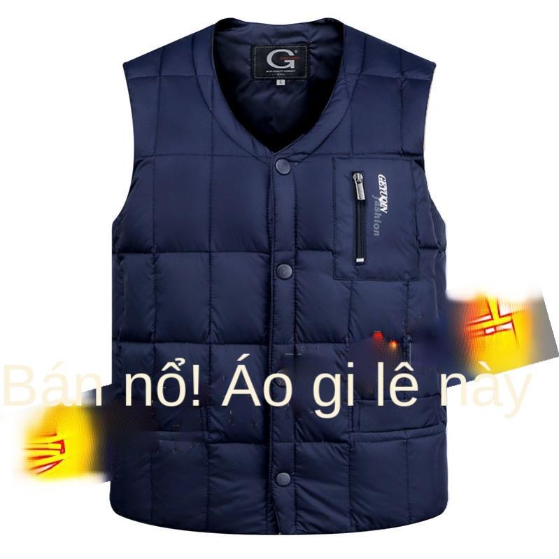 Nam giới xuống vest dày mùa thu và đông trung niên cao tuổi áo ghi lê ấm áp cha mặc cỡ lớn -hj8