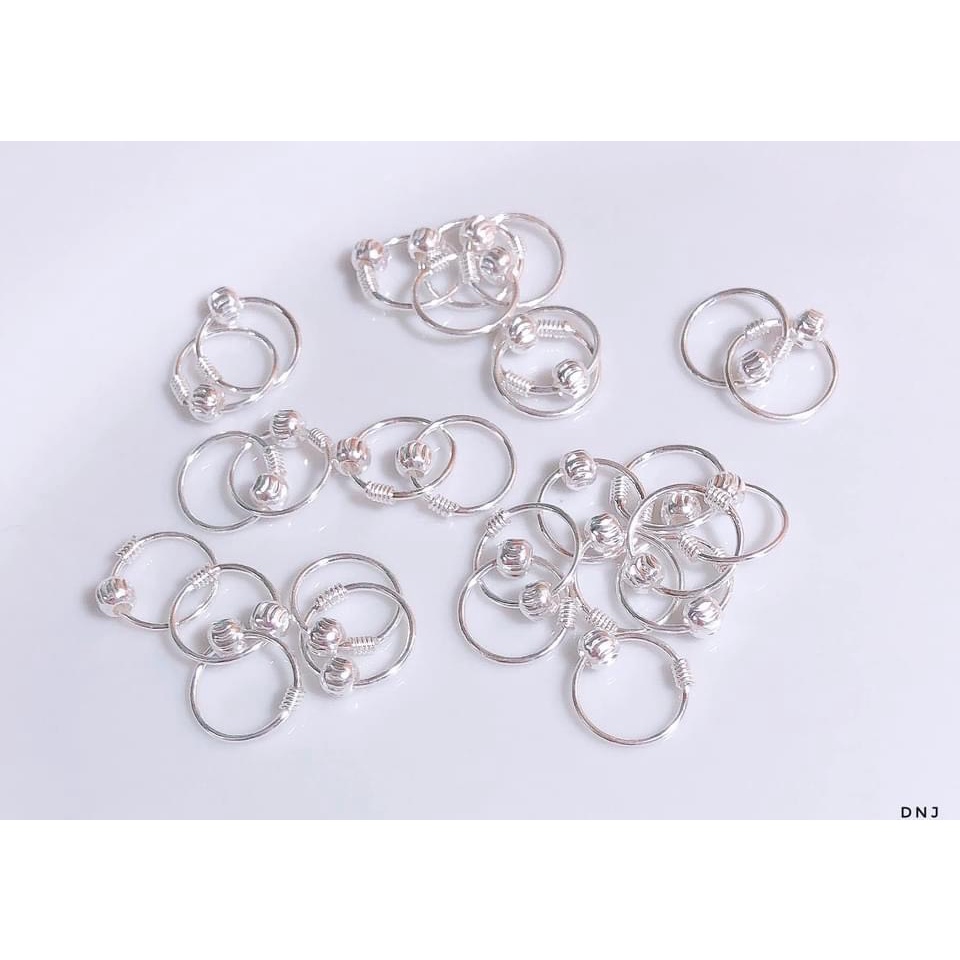 Bông tai bi phay nhỏ xinh cá tính chuẩn bạc ta - Kho sỉ bạc Nhất Linh