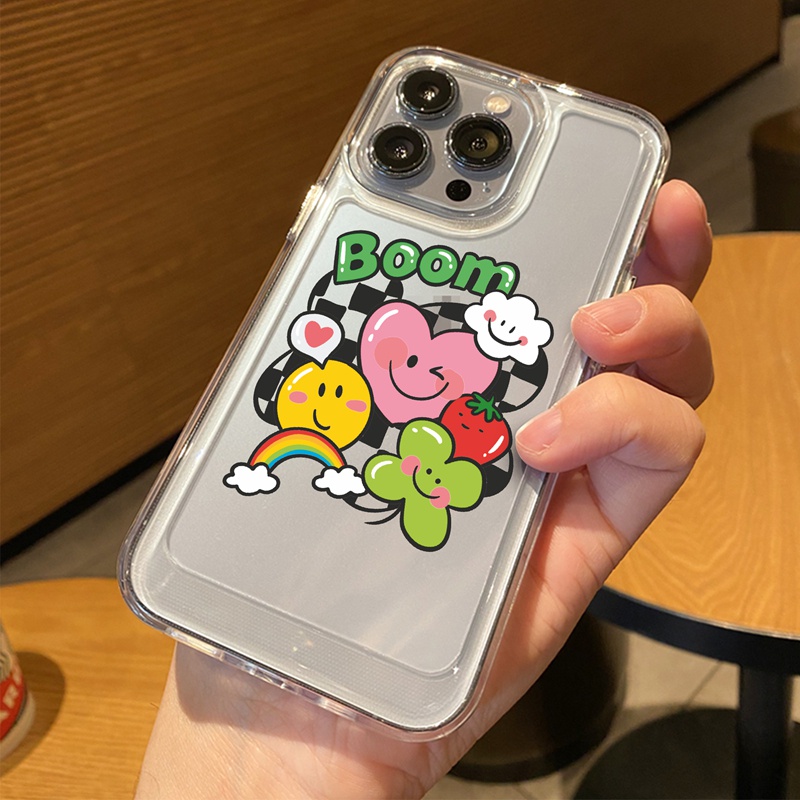 Suntaiho ốp lưng For iPhone 11 Casing Simple Naughty Smiley Checkerboard Phone Case Transparent Soft case Phone Case/Pro/13 Pro/Max 12 pro/Max/Xs Max/XR/7/8 Plus