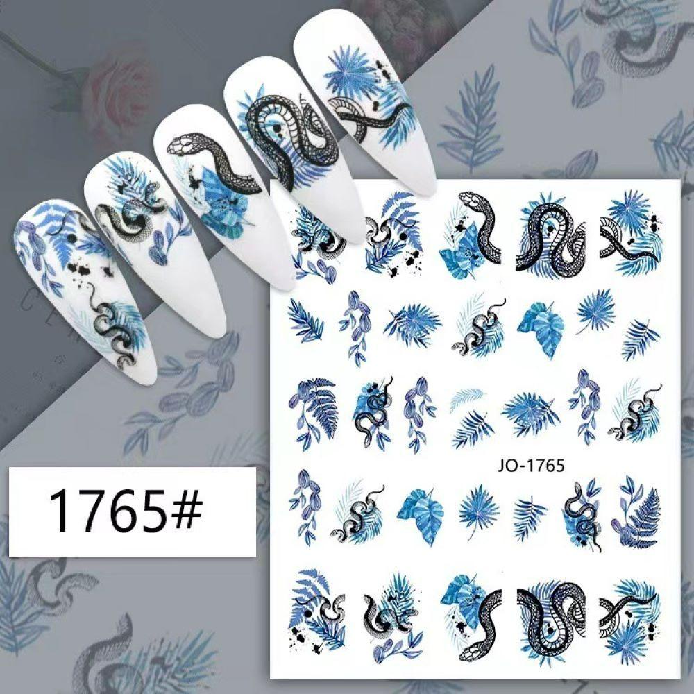 ROSE Sticker Dán Móng Nghệ Thuật Hình Bộ Xương Và Hoa