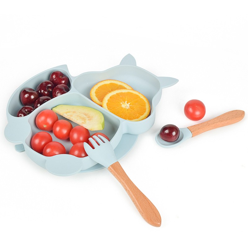 Bộ Tô Muỗng Nĩa Bằng Silicone Hình Chú Sóc Đáng Yêu Cho Bé