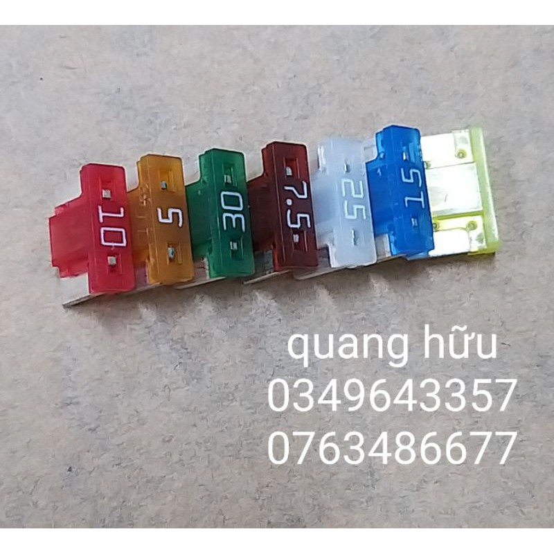 cầu chì chân cụt hàng nhật size 11x10mm 5a. 7.5a . 10a. 15a. 20a. 25a. 30a. 50a