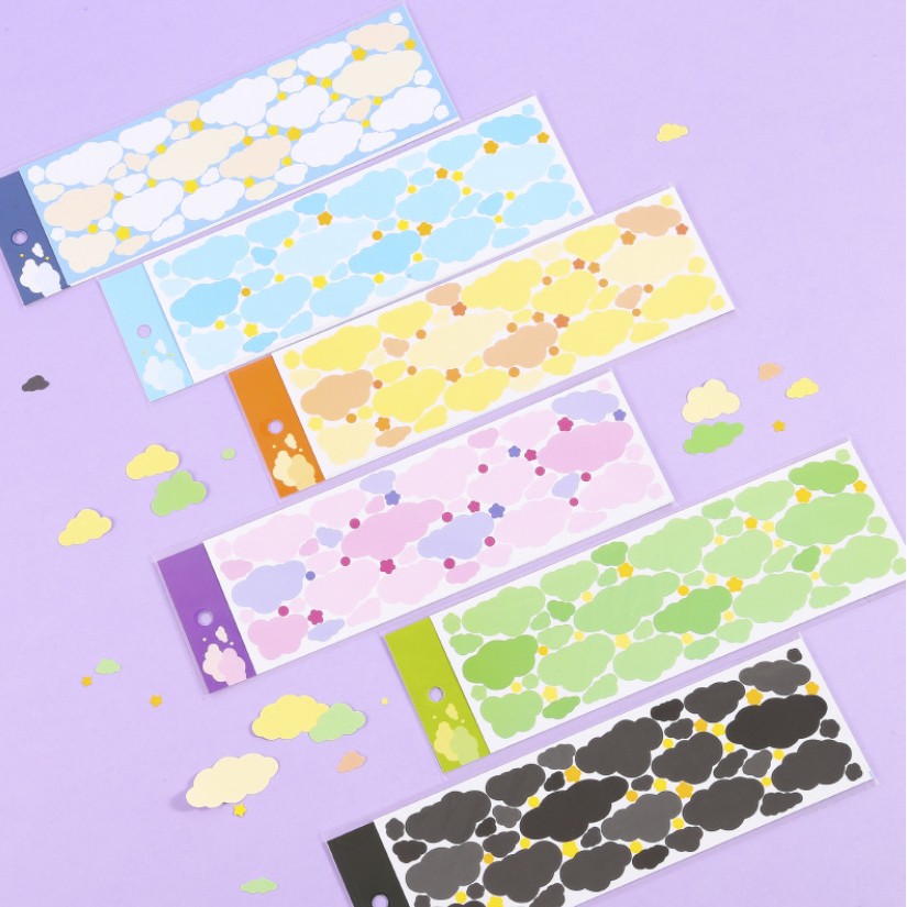 Sticker hình dán hình mây và cây cối pastel trang trí sổ tay kpop journal | BSB276