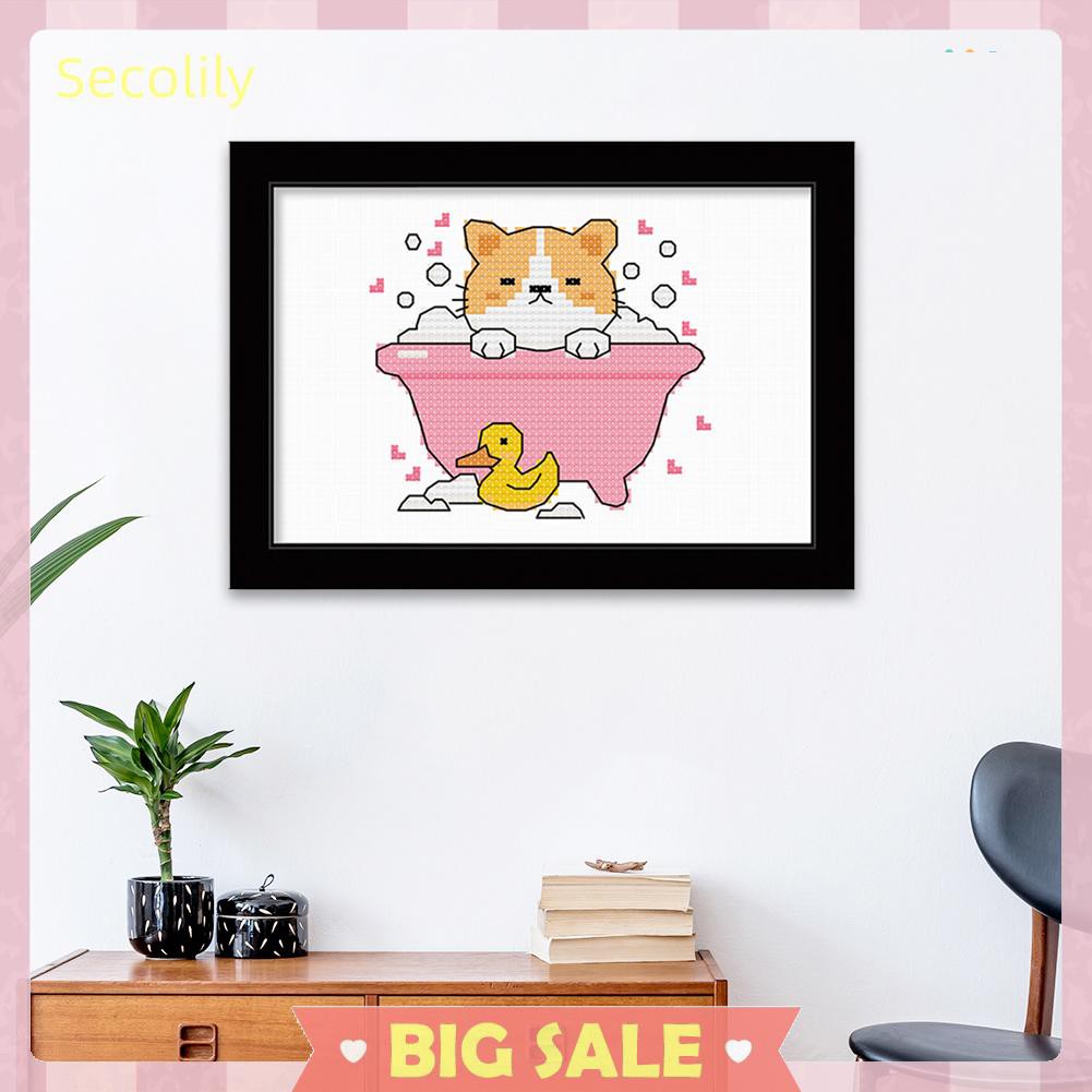 Tranh Thêu Chữ Thập 11CT 25x20cm Hình Chó Mèo