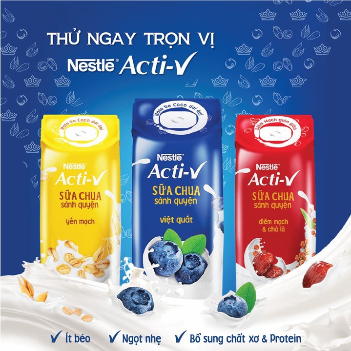 [ELHA Gift]  Hộp Sữa Chua Nestlé Acti-V Diêm Mạch Đỏ và Chà Là 180ml/hộp | BigBuy360 - bigbuy360.vn