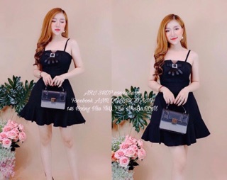 Đầm 2 Dây Đuôi Cá Tag Nơ Tiểu Thư