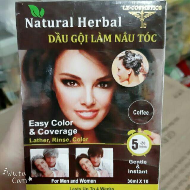 HỘP 10 GÓI GỘI LÀ NÂU NATURAL HERBAL