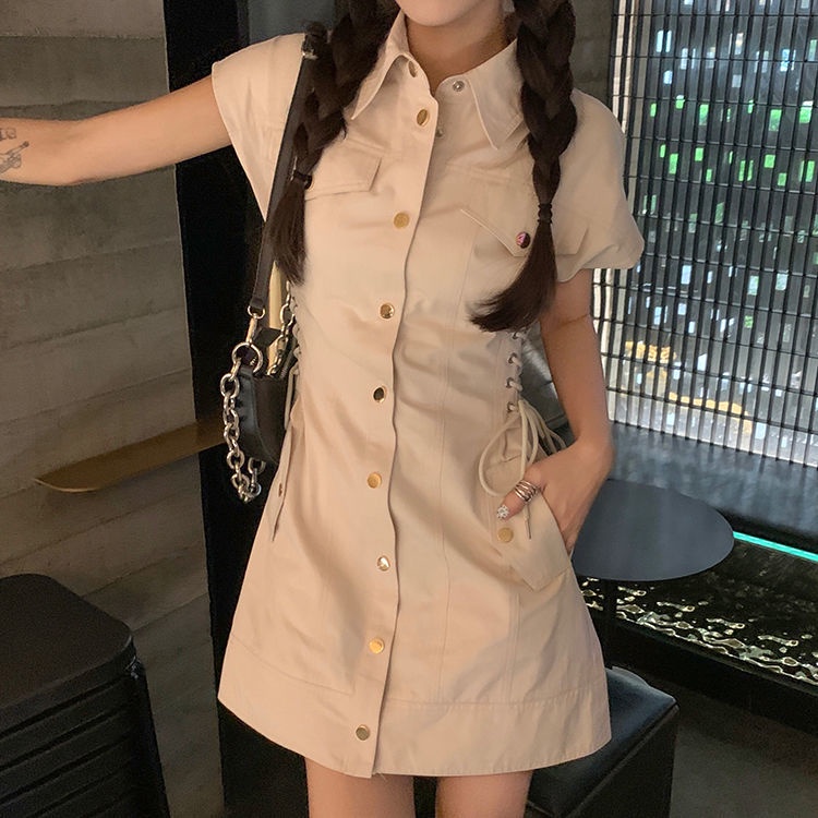 Đầm PERTY cổ polo phong cách Pháp thời trang mùa hè quyến rũ dành cho nữ