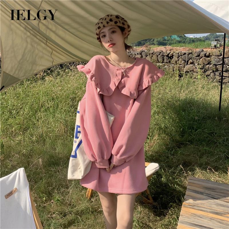 IELGY  Áo sweater Cổ Búp Bê Dáng Rộng Thời Trang Cho Nữ