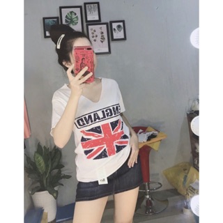 Áo thun giấy cổ tim vắt sổ - Ảnh thật shop chụp