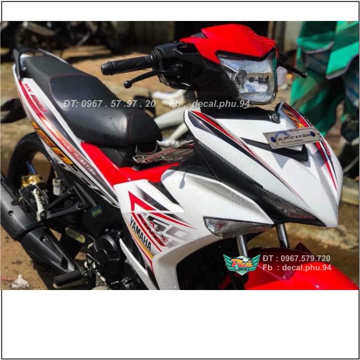 Tem Exciter 150 Trắng đỏ đen Mẫu mới (V)