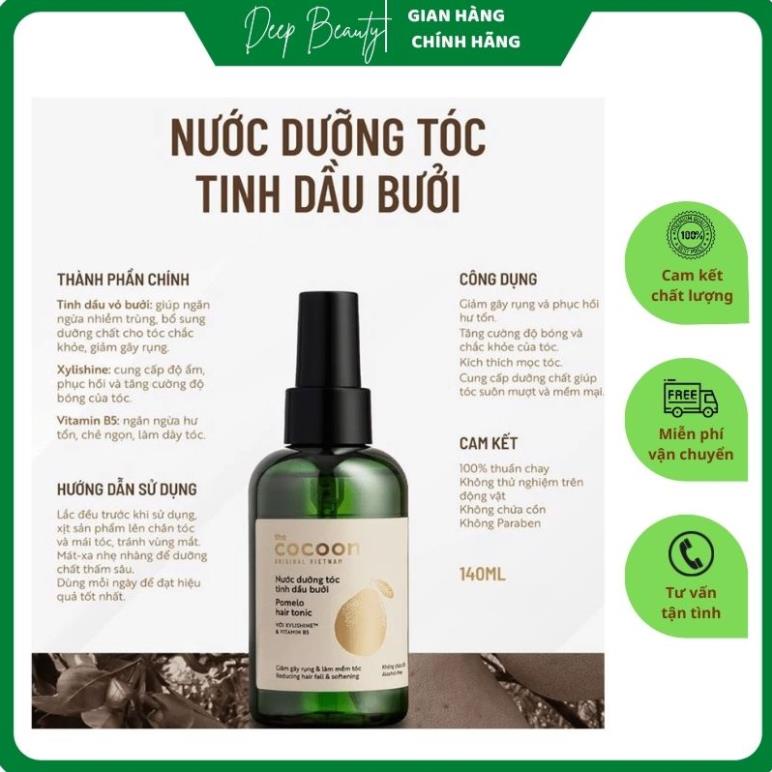 Nước Xịt Dưỡng Tóc Tinh Dầu Bưởi Pomelo Và Sachi Serum Phục Hồi Tóc cocoon 140ml ,  xịt dưỡng thiên nhiên .