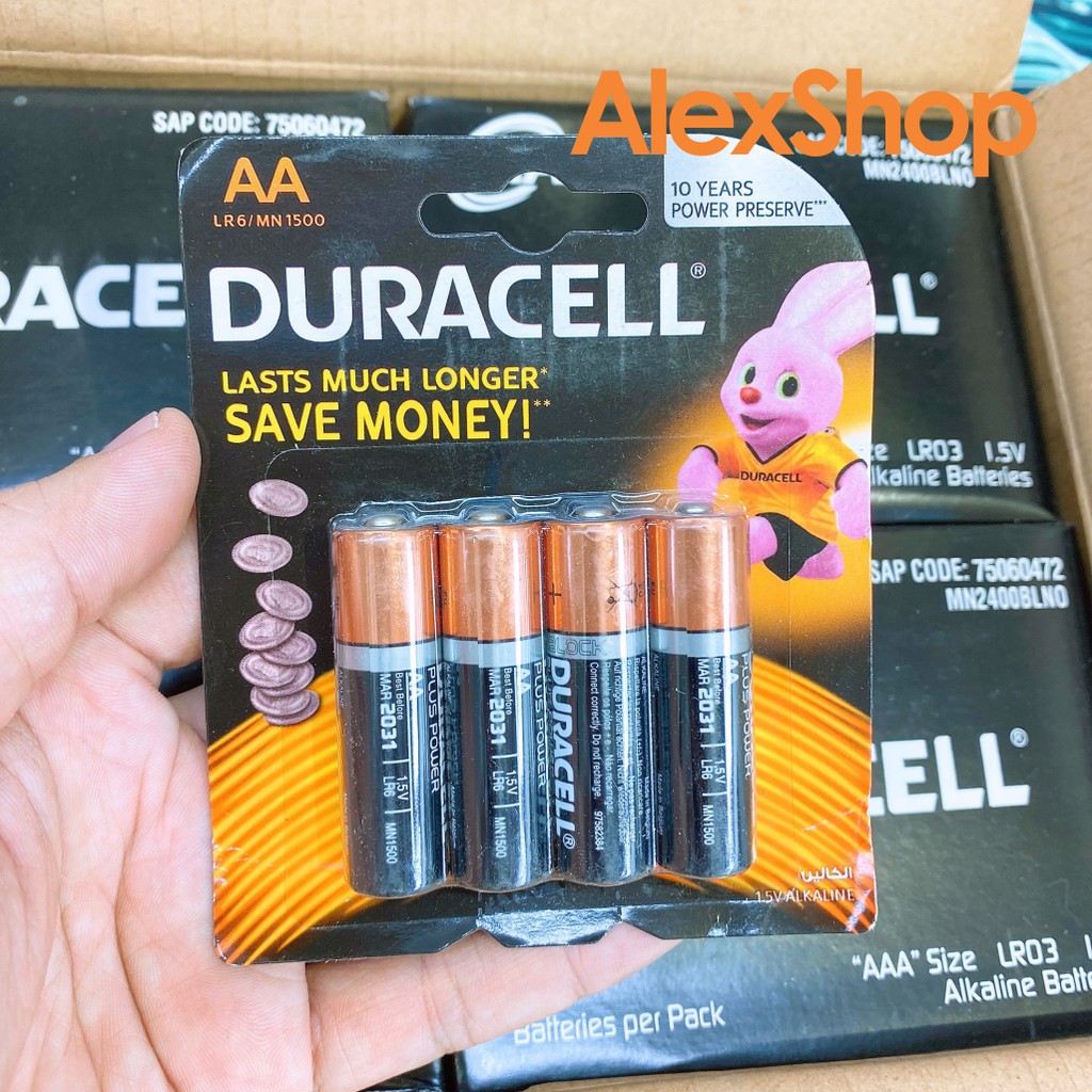 Vỉ Giấy 4 Viên Pin tiểu Duracell AA/AAA LR6/LR3 Siêu Pin Alkaline 1.5V x10 Sức