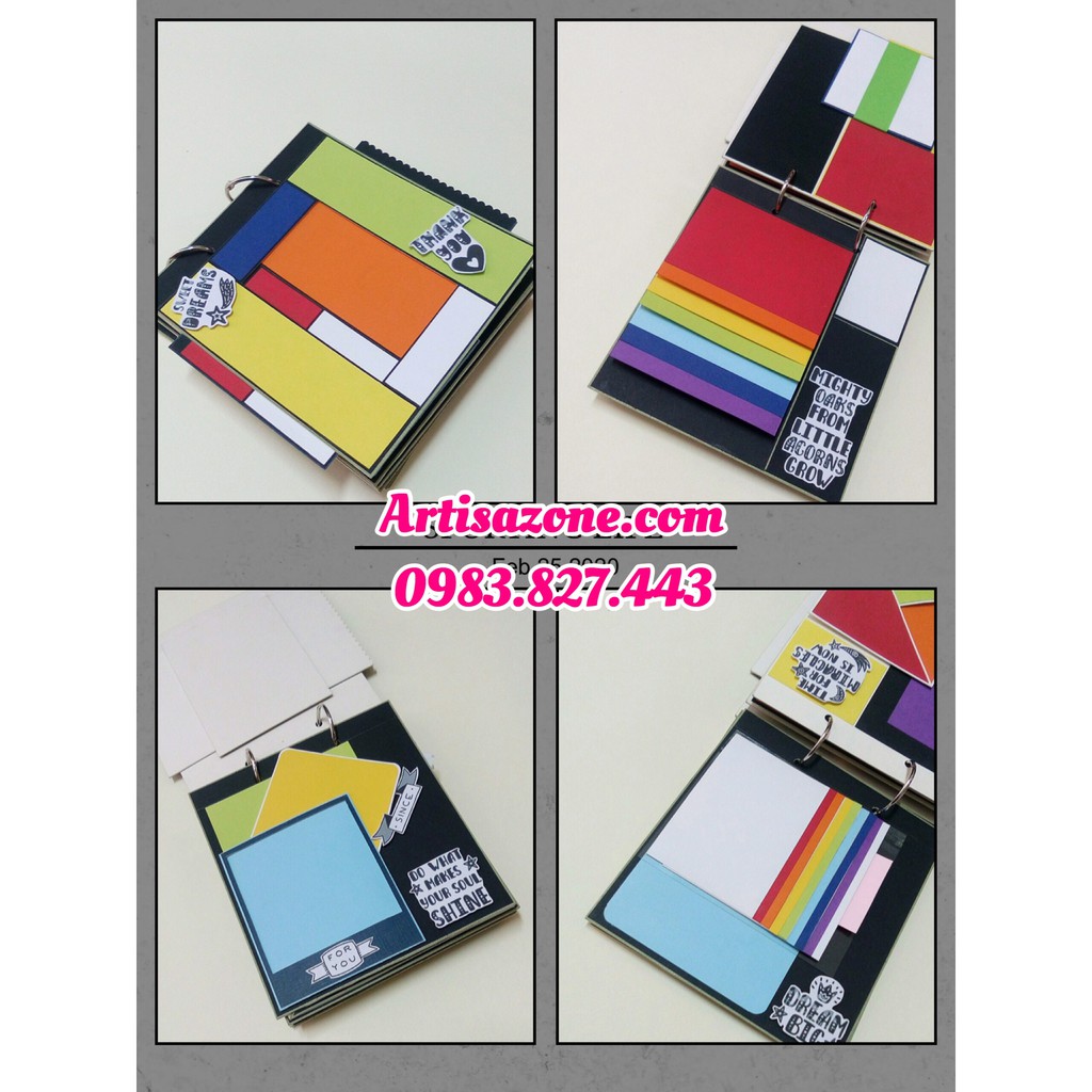 Scrapbook, Album ảnh dán handmade 7 sắc màu (Vui lòng đọc kỹ mô tả sản phẩm)