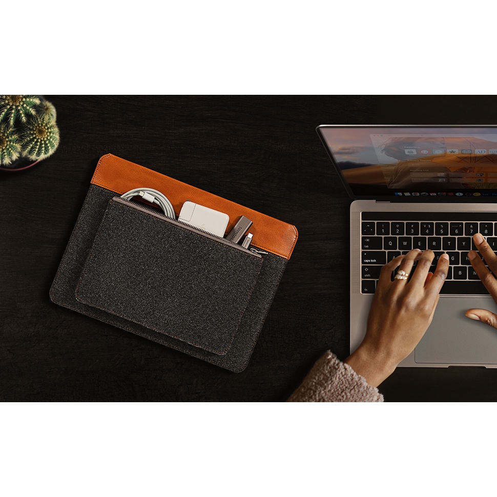 Túi Chống Sốc TOMTOC Felt Và PU Leather Cho Macbook Pro/Air 13&quot;/Pro M1/Pro 16&quot; - Hàng Chính Hãng