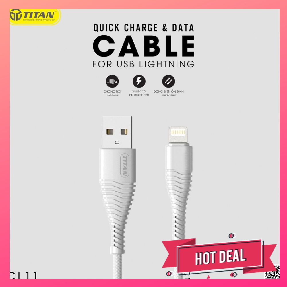 007364 - TP - Cáp Lightning 100CM TITAN CL11 - Trắng