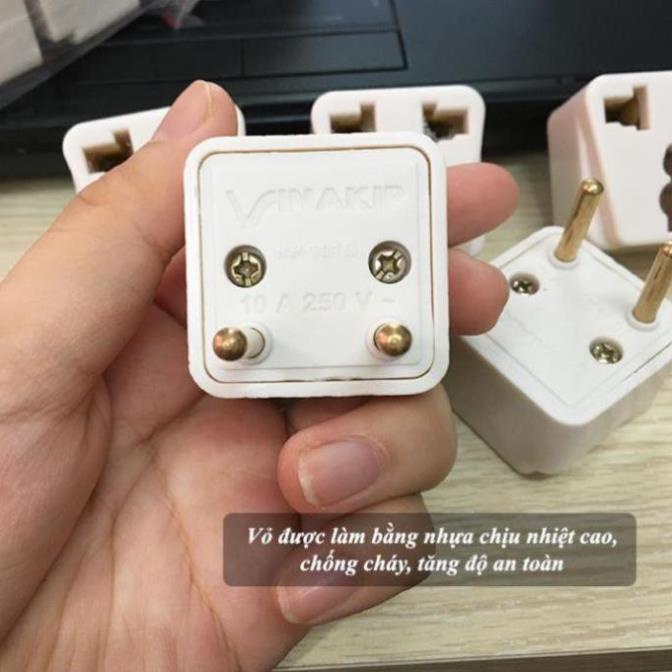 Đầu Chuyển Đổi 3 Chấu_Đầu Nối Bear, Phích cắm điện Vinakip chuyển đổi ổ 3 chấu sang 2 chấu_Bảo Hành 6 Tháng