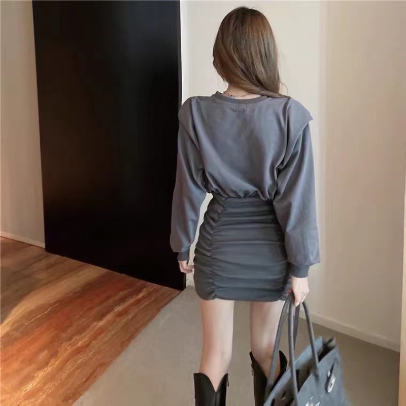Đầm len ngắn dáng ôm thiết kế mới thời trang mùa thu theo phong cách Hàn Quốc dành cho nữ