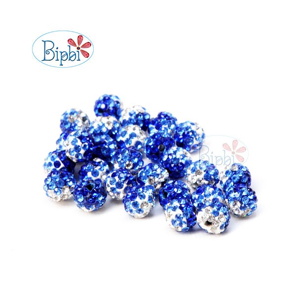 Hạt châu gắn pha lê loang xanh