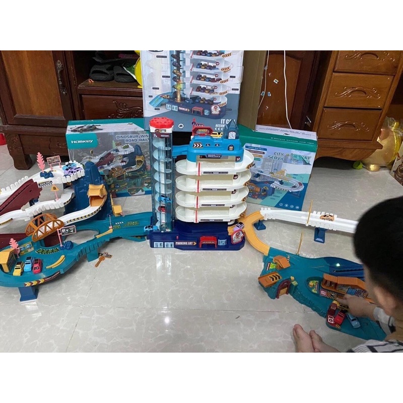Đồ chơi đường đua cao tốc,hầm khủng Long,gara oto