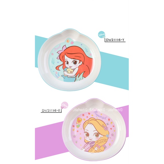 Đĩa Dĩa ăn dặm Melamine tròn Disney cho bé các công chúa Princess Frozen Elsa Ariel  kiểu mới 2022