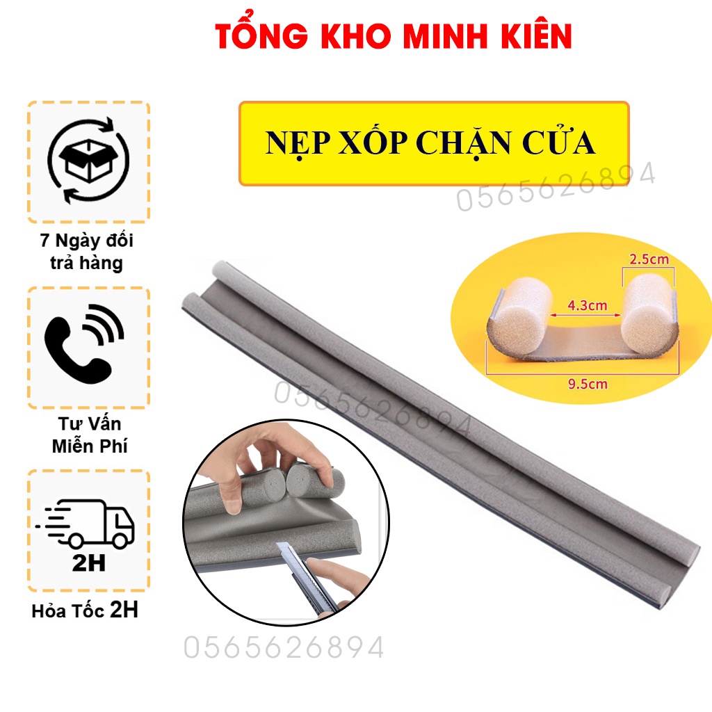 Nẹp Xốp Chặn Khe Cửa Chống Ồn, Ngăn Côn Trùng, Bụi Bẩn, Ngăn Thoát Gió Điều Hoà, Tránh Kẹt Chân Tay Trẻ Nhỏ