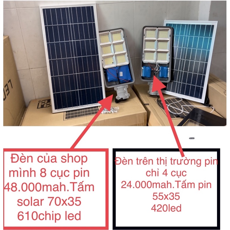 Đèn năng lượng mặt trời 300W chuyên đèn đường chiếu sáng, sân vườn dung lượng pin 48.000Mah sáng liên tục 15 tiếng