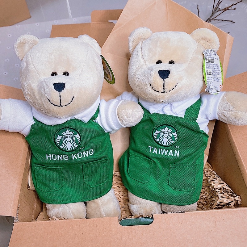[STARBUCKS HK - TAIWAN] - GẤU BÔNG BEARISTA BEAR BOY HONGKONG/ TAIWAN GREEN APRON
