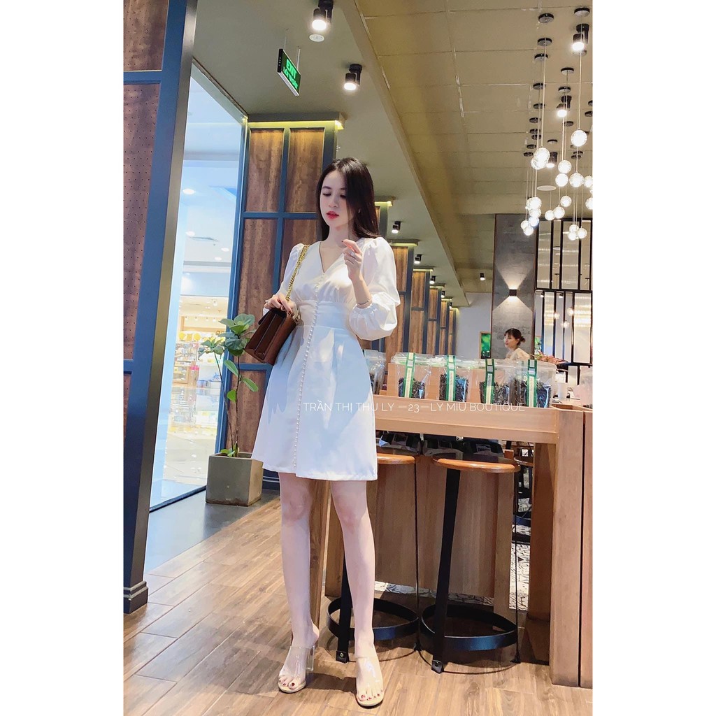 Đầm dự tiệc màu trắng tay phồng dạo phố xinh xắn mã [V20 CUOM] | BigBuy360 - bigbuy360.vn