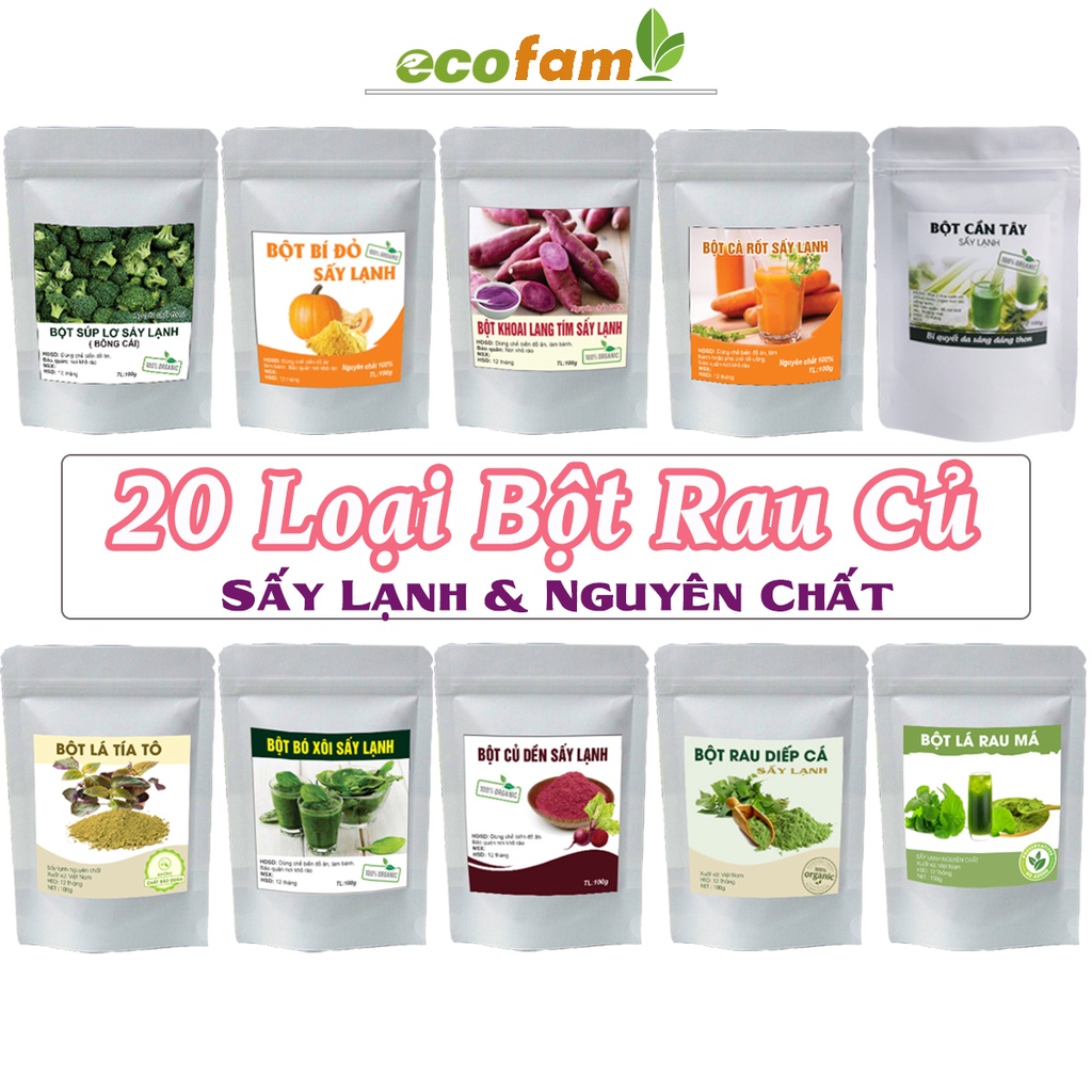 Bột rau củ sấy lạnh nguyên chất loại 1 - (Bột Cần Tây/Bột Rau Má/Bột Súp Lơ/Bột Cải Bó Xôi/Bột Diếp Cá/Bột Tía Tô)