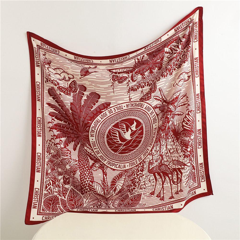 Mxgoods Khăn Lụa Vuông Cỡ Lớn In Họa Tiết Chữ Phong Cách Bohemian Cổ Điển Sang Trọng Thời Trang