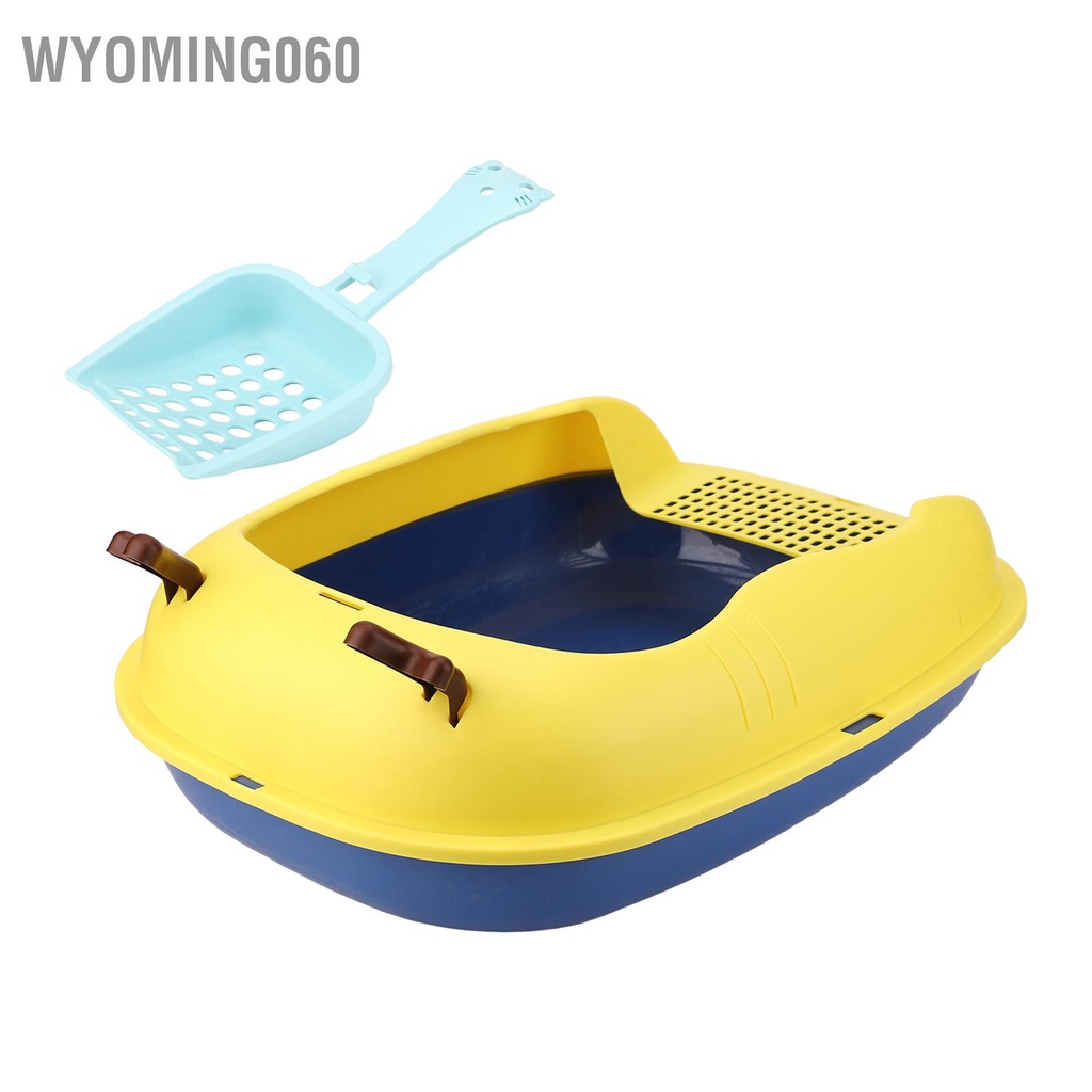 [Hàng Sẵn] Hộp lót chuồng cho mèo Splash Proof Semi kèm theo không gian lớn Nhà vệ sinh con có xẻng dành chó Hamster Chó nhỏ【Wyoming060】