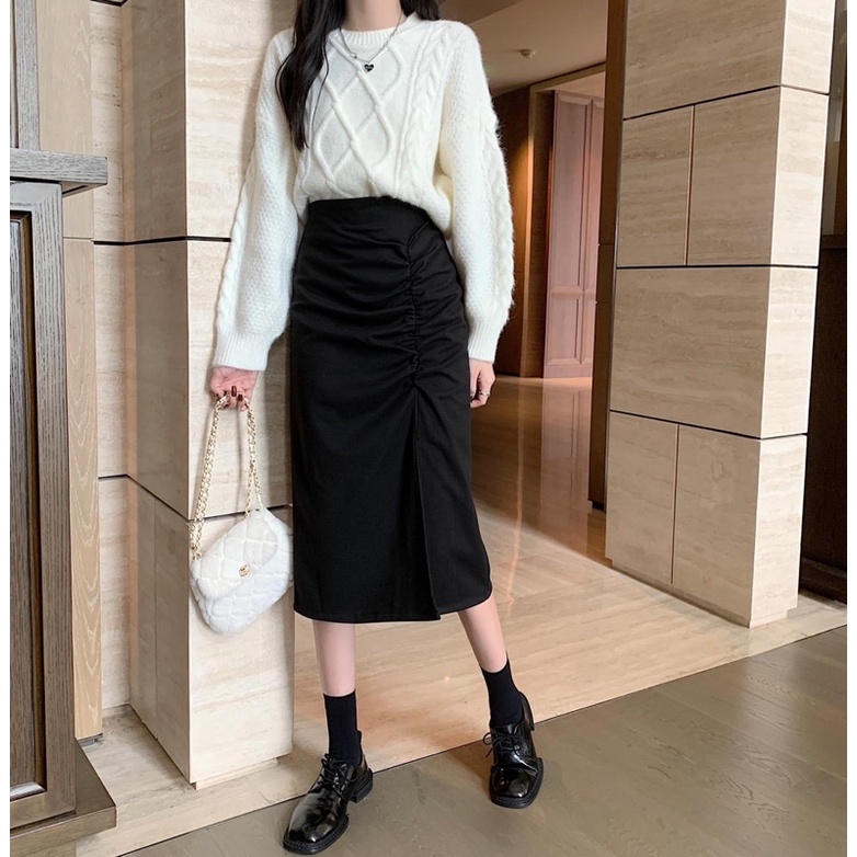 Chân Váy Dài Nhún Trước xẻ tà siêu hot m309